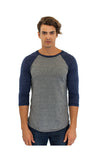 2-Pack Triblend Raglan Baseball Shirts Gray or Black Body Made in USA 20060