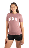 "USA" Women's Relaxed Fit, Softest Ever T-Shirt in Red Heather 751SCWRU