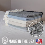 100% Cotton Patterned Throw Blankets – 58″ x 62″: Natural Diamond