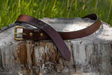 Sale: Brown Smooth Leather Belt Made in USA DP-201-BRN- DP-202-BRN-