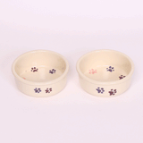 NEW! WALKING PAWS SMALL PINK PET DISH SET by Emerson Creek Pottery Made in USA Set, Small Pet2746